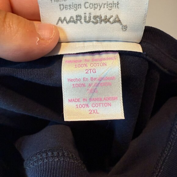 Marushka Women 2XL Long Sleeve T Shirt Graphic Reindeer Print Navy Blue Snow Top - Picture 5 of 9